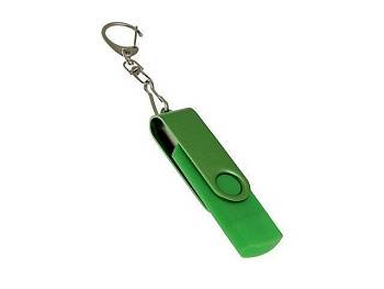 USB-флешка на 256 Гб 2 в 1 поворотный механизм, c дополнительным разъемом Type-C с одноцветным металлическим клипом, зеленый