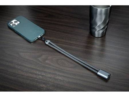 Ремешок-держатель для телефона с зарядным кабелем USB-C - USB-C «Lany Wristband Charge Eco», серый