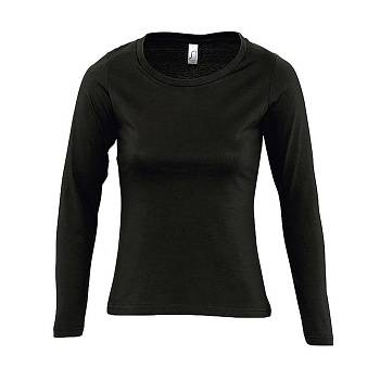 Футболка женская с длинным рукавом MAJESTIC, глубокий черный, S, 100% хлопок, 150 г/м2 Футболка женская с длинным рукавом MAJESTIC, глубокий черный, S, 100% хлопок, 150 г/м2