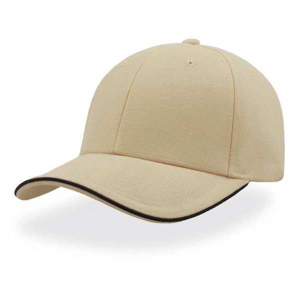 Бейсболка "PIPING SANDWICH", 6 клиньев, металлическая застежка,  натуральный, 100% хлопок