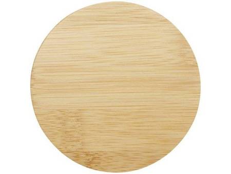 Стеклянная кружка Leona объемом 350 мл с бамбуковой крышкой - прозрачный