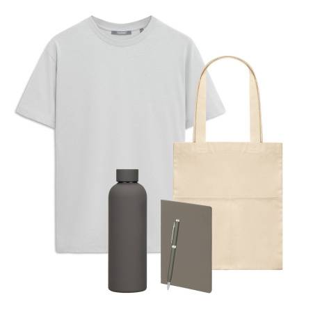 Набор с одеждой KRIS (футболка, термобутылка, ежедневник, ручка), серый