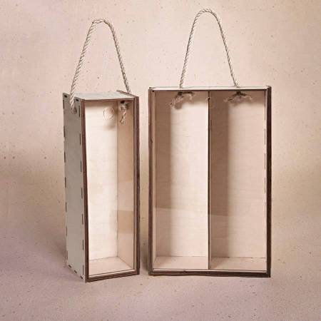 Ящик подарочный для вина WINOTEKA с ручкой, светлое дерево, акрил, 34,5 х 11,5 х 11 см