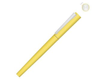 Ручка металлическая роллер «Brush R GUM» soft-touch с зеркальной гравировкой, желтый Ручка металлическая роллер «Brush R GUM» soft-touch с зеркальной гравировкой, желтый