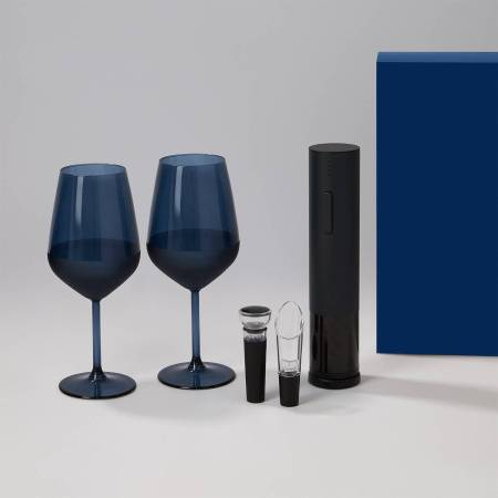 Подарочный набор 2 бокала для вина Sapphire + набор для вина с электрическим штопором Sacramento