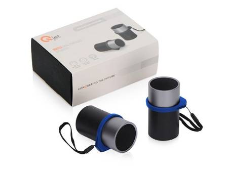 Портативные парные колонки Qjet TWS "Mates" с синими кольцами