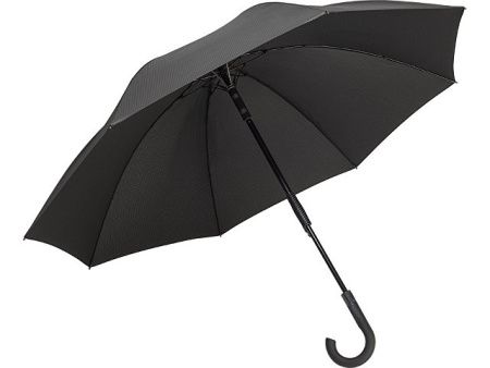 Зонт-трость «Carbon» с куполом из переработанного пластика, черный
