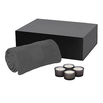 Подарочный набор Sento, Cella, серый (свеча, плед)