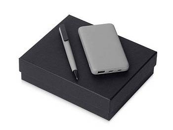 Подарочный набор c пластиковой ручкой, повербанком С2, 10000 mAh, серый Подарочный набор c пластиковой ручкой, повербанком С2, 10000 mAh, серый