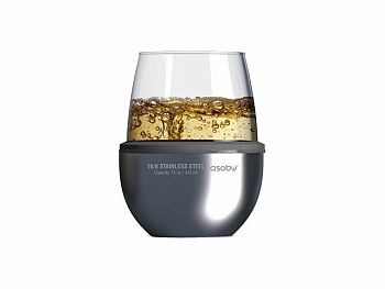 Тумблер для вина WINE KUZIE, серебристый Тумблер для вина WINE KUZIE, серебристый