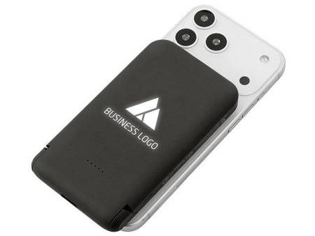 Беспроводной внешний аккумулятор с подсветкой лого и подставкой «Magflash», 10000 мАч, 15 Вт, черный