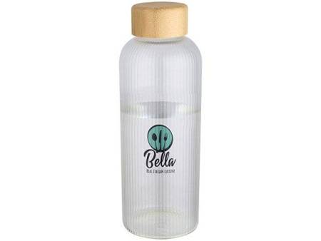 Бутылка Mirage из боросиликатного стекла объемом 650 мл с одинарными стенками и крышкой из бамбука - Прозрачный