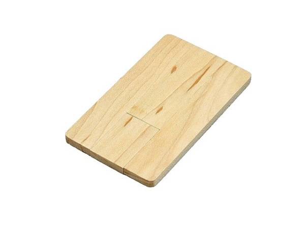 USB 2.0 Флешка "Визитка" на 16 Гб в виде деревянной карточки с выдвижным механизмом