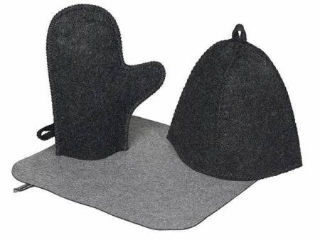 Банный набор из шапки, рукавицы и коврика "Calm", серый