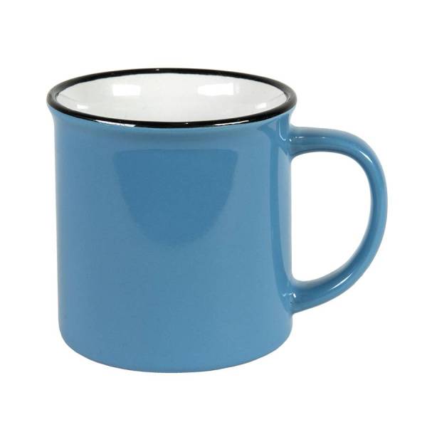 Кружка CAMP, голубая  с черным кантом, 280мл, тонкая керамика