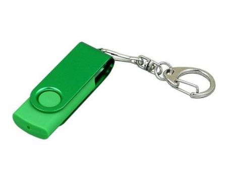 USB 2.0- флешка промо на 16 Гб с поворотным механизмом и однотонным металлическим клипом