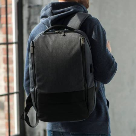 Рюкзак "Gran", темно-серый/черный, 47х28х17 см, осн. ткань:100% полиэстер, подкладка: 100% полиэстер