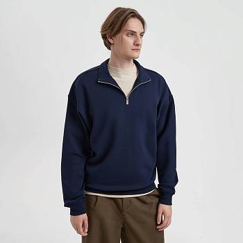 Толстовка на молнии унисекс Флоу (Flow), темно-синяя, размер 5XL/6XL
