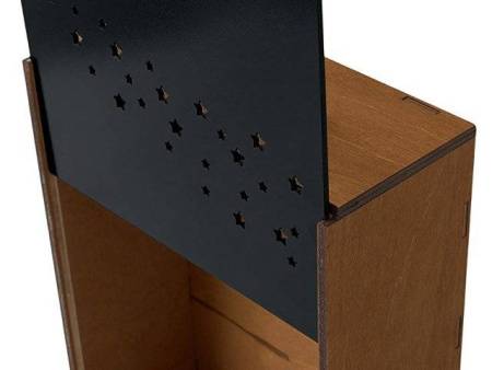 Подарочная коробка из фанеры Constellation 330х220х100 мм, фанера 6 мм, крышка на выдвижных пазах черная ЛХДФ 3 мм, бечевка