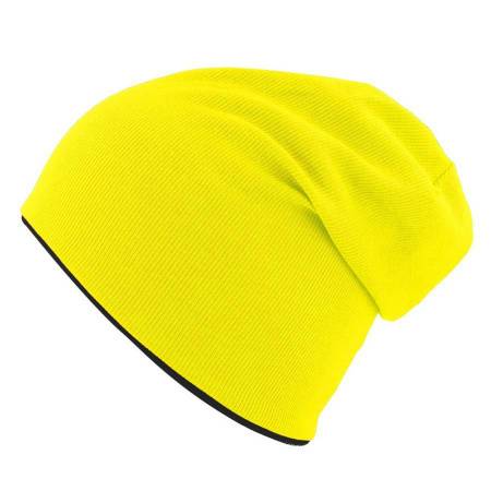 Шапка "EXTREME", желтый неон/черный, 73% полиэстер, 23% хлопок