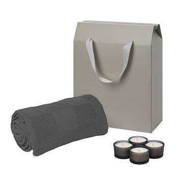 Подарочный набор Sento, Cella, серый (свечи, плед)