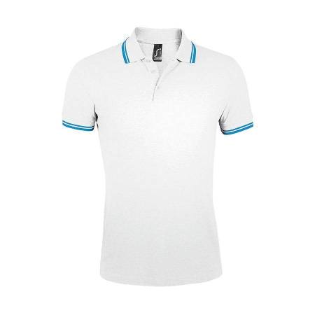 Футболка поло "Pasadena Men" белый, голубой__S, 100% х/б