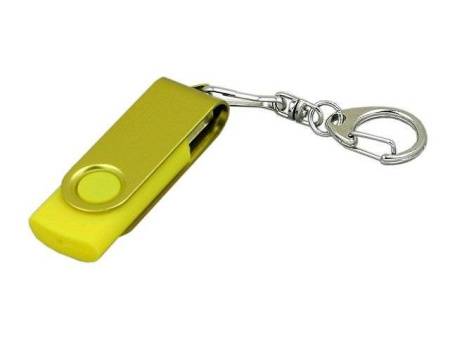 USB 2.0- флешка промо на 16 Гб с поворотным механизмом и однотонным металлическим клипом