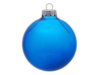 Стеклянный елочный шар "Christmas bauble", синий прозрачный, с серебристым колпачком в черной коробке Стеклянный елочный шар "Christmas bauble", синий прозрачный, с серебристым колпачком в черной коробке