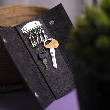 Ключница FELTY 10 х 17,3 см, темно-серый, RPET фетр