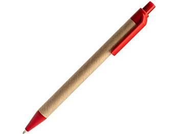 Ручка шариковая ALDER из переработанного картона, натуральный/красный Ручка шариковая ALDER из переработанного картона, натуральный/красный