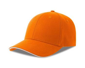 Бейсболка "LIBERTY SANDWICH-S",6 клиньев,сэндвич,металл. застежка, оранж/белый,100% хлопок,270 г/м2