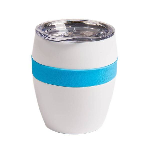 Термокружка LINE, белый/голубой, сталь