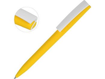 Ручка пластиковая soft-touch шариковая «Zorro», желтый/белый Ручка пластиковая soft-touch шариковая «Zorro», желтый/белый