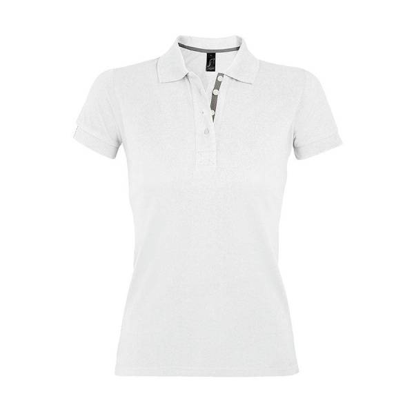 Футболка поло "Portland Women", белый, серый_S, 100% х/б