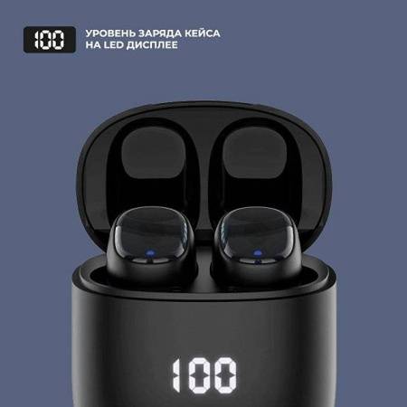 Беспроводные наушники с микрофоном Air Buds Pro, TWS, BT 5.3, LED, 300 мАч, черный, Deppa