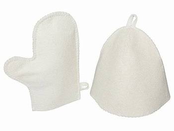 Банный набор из шапки и рукавицы "Renew", белый