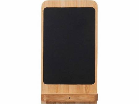Беспроводное зарядное устройство 2-в-1 с подсветкой лого «Reedia S4», 15 Вт, бамбук, черный