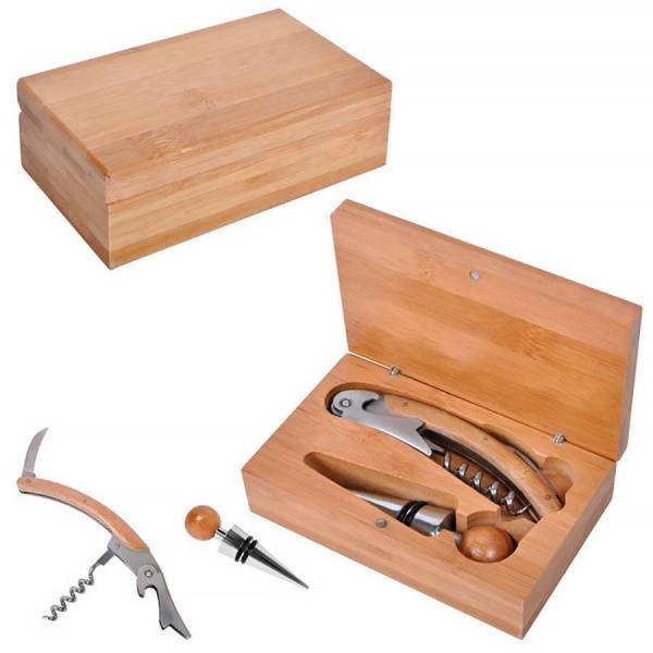 Набор для вина (2 предмета), 12,5х8х4 см, дерево, металл, лазерная гравировка