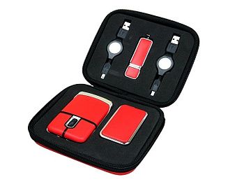 Подарочный набор USB-SET в кожанном исполнении в коробочке на 128 Гб, красный Подарочный набор USB-SET в кожанном исполнении в коробочке на 128 Гб, красный