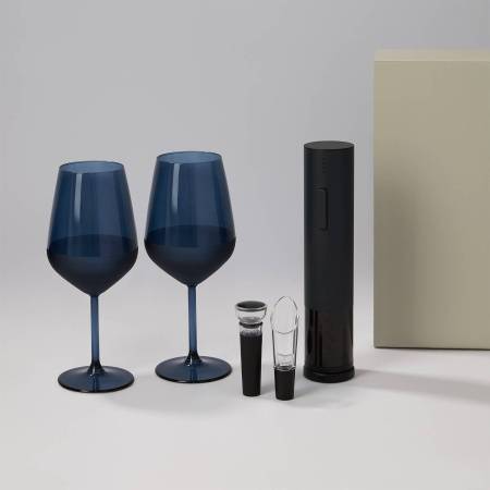 Подарочный набор 2 бокала для вина Sapphire + набор для вина с электрическим штопором Sacramento