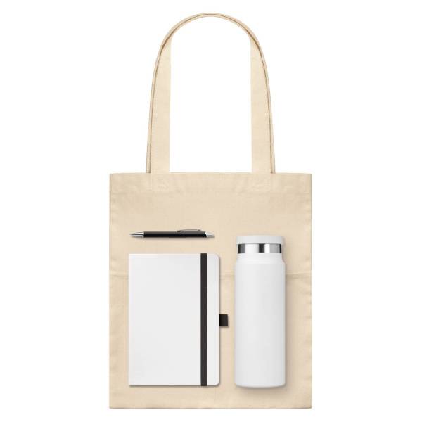 Подарочный набор Arctic, белый/черный (ежедневник, ручка, термобутылка