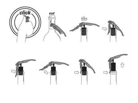 Подарочный винный набор из штопора и кожаного чехла для штопора ClickCut Set, серебристый