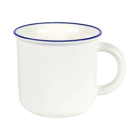 Кружка MATTI , белая матовая с синим кантом, 350 мл