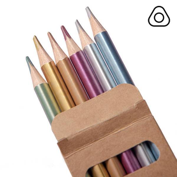 Набор цветных карандашей METALLIC, 6 цветов, дерево