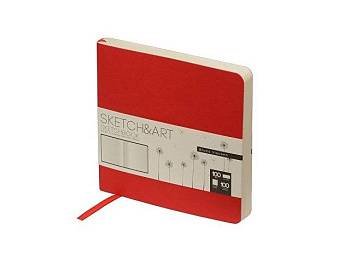 Скетчбук "Sketch & Art" в мягком переплете 145х145 мм, 100 л. бежевой бумаги 100 гр., красный Скетчбук "Sketch & Art" в мягком переплете 145х145 мм, 100 л. бежевой бумаги 100 гр., красный
