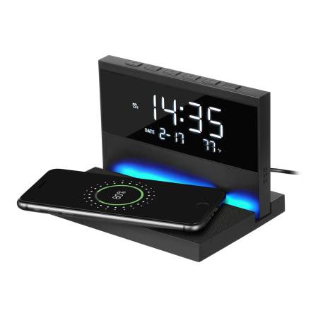 Настольные часы с подсветкой и беспроводной зарядкой 15W, Glory