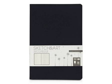 Скетчбук "Sketch & Art" в мягком переплете 147х210 мм, 32 л. бежевой бумаги 100 г/м2, черный