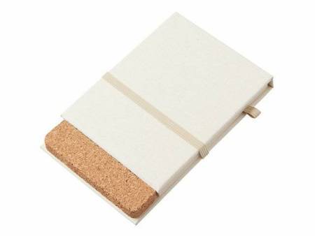 Блокнот с подставкой для телефона из пробки "Milky S", молочно-белый