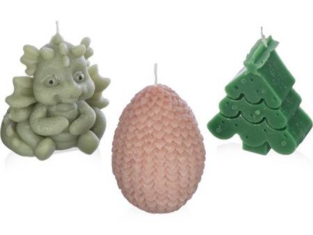 Свечи на подставке "Дракон, яйцо дракона, елочка"