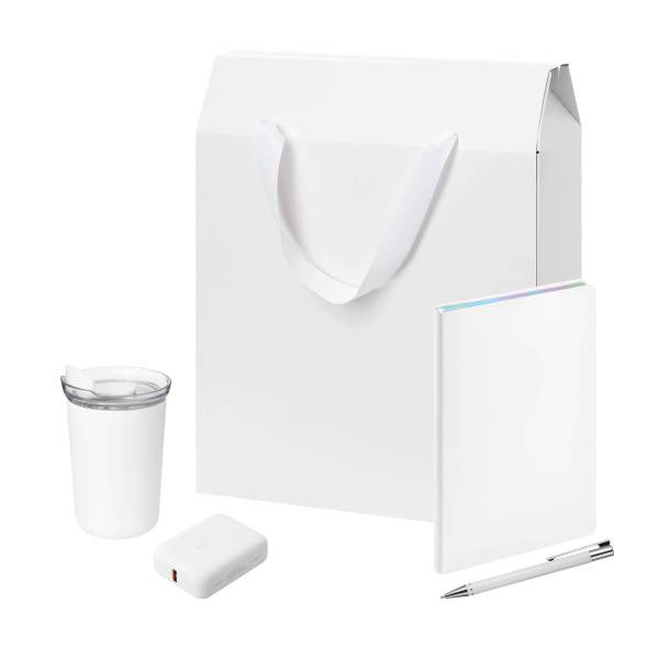 Подарочный набор Welcome Pack, белый (термокружка, ежедневник, ручка, ЗУ